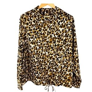 NWT Rebecca Minkoff Women’s Shirt Blouse Leopard Satin Button Up size 2X